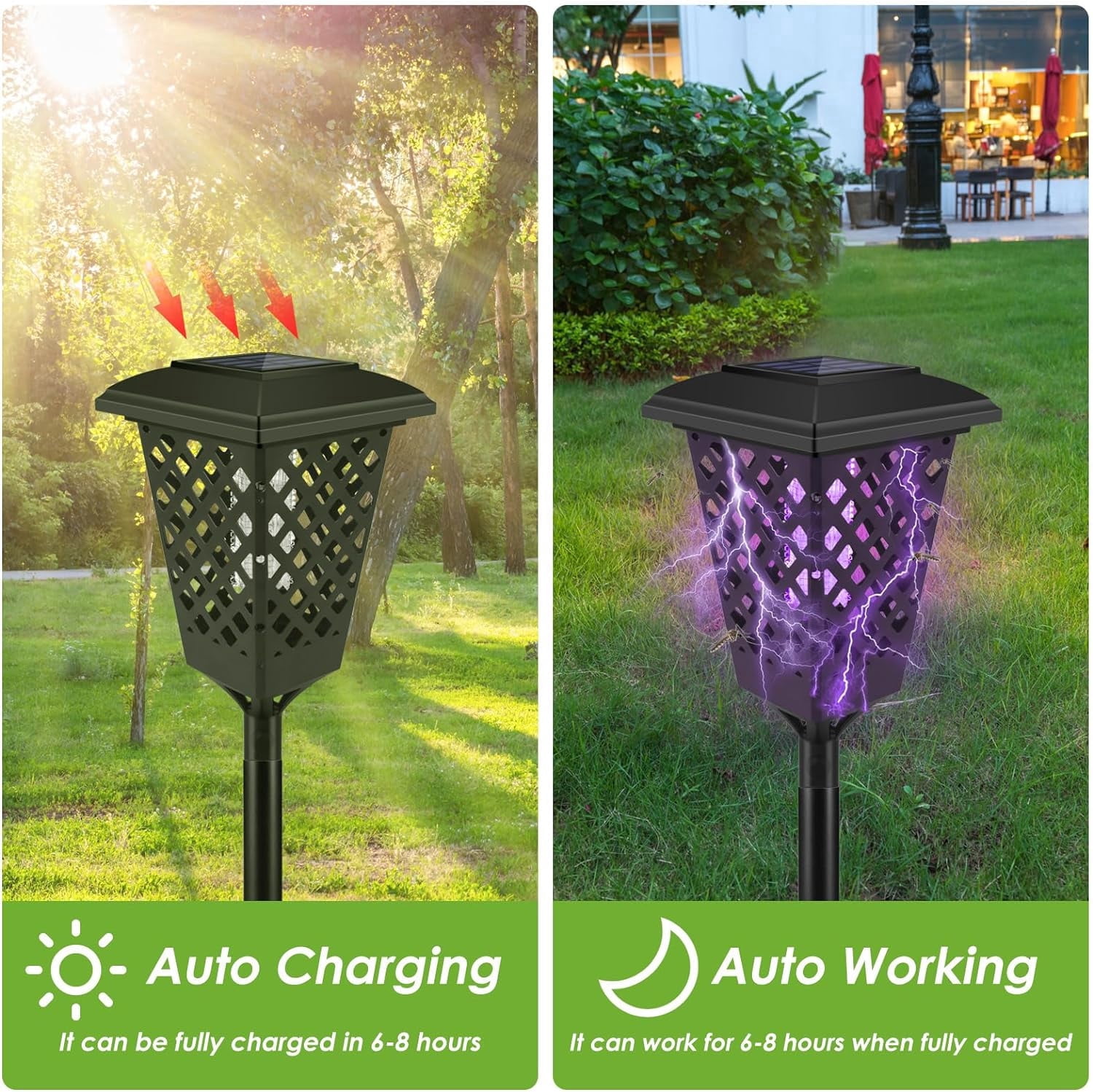 Jahy2Tech Outdoor Mosquito Exterminator & Illumination Waterproof Bug Zapper, 2 Count