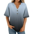 thumbnail image 3 of Womens Button Up Dressy Blouses, 3/4 Sleeve Shirts for Women Summer Fashion Loose Fit Ombre Tie Dye V Neck T-Shirts, 3 of 5