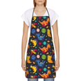 thumbnail image 2 of Naloa 1Pack Adjustable Bib Apron Waterdrop Resistant Cooking Kitchen Aprons for Women Men Chef, Dinosaurs in Space Print, 2 of 5