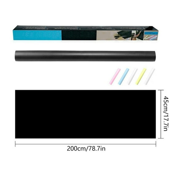 Rkxzt Pvc Blackboard Stickers Chalkboard Wall Sticker Roll 18x79in Removable Adhesive Blackboard Paper with 5 Chalks for DIY Wall Decal Storage