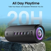 Portable Bluetooth Speaker, Bluetooth 5.4 Wireless Speaker, IPX7 Waterproof Outdoor Speaker with RGB Party Lights, 20W Stereo Sound, 20H Playtime, TWS Pairing for Camping, Beach, Home Party