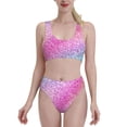 thumbnail image 2 of Picia Fun Rainbow Pink Women's High Waisted Bikini Scoop Neck Swimsuit Two Pieces Bathing Suit-X-Large, 2 of 8