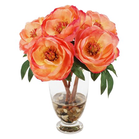 UPC 740173944120 product image for Jane Seymour Botanicals Salmon Peony Silk Flower Bouquet in Glass Vase | upcitemdb.com
