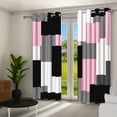 thumbnail image 4 of Aofoto Pink and Black Blackout Curtains, Gray White Girls Abstract Geometric Preppy Art Kids Adults Living Room Bedroom Window Drapes, 52" W x 84" L, 2 Panels, 4 of 6