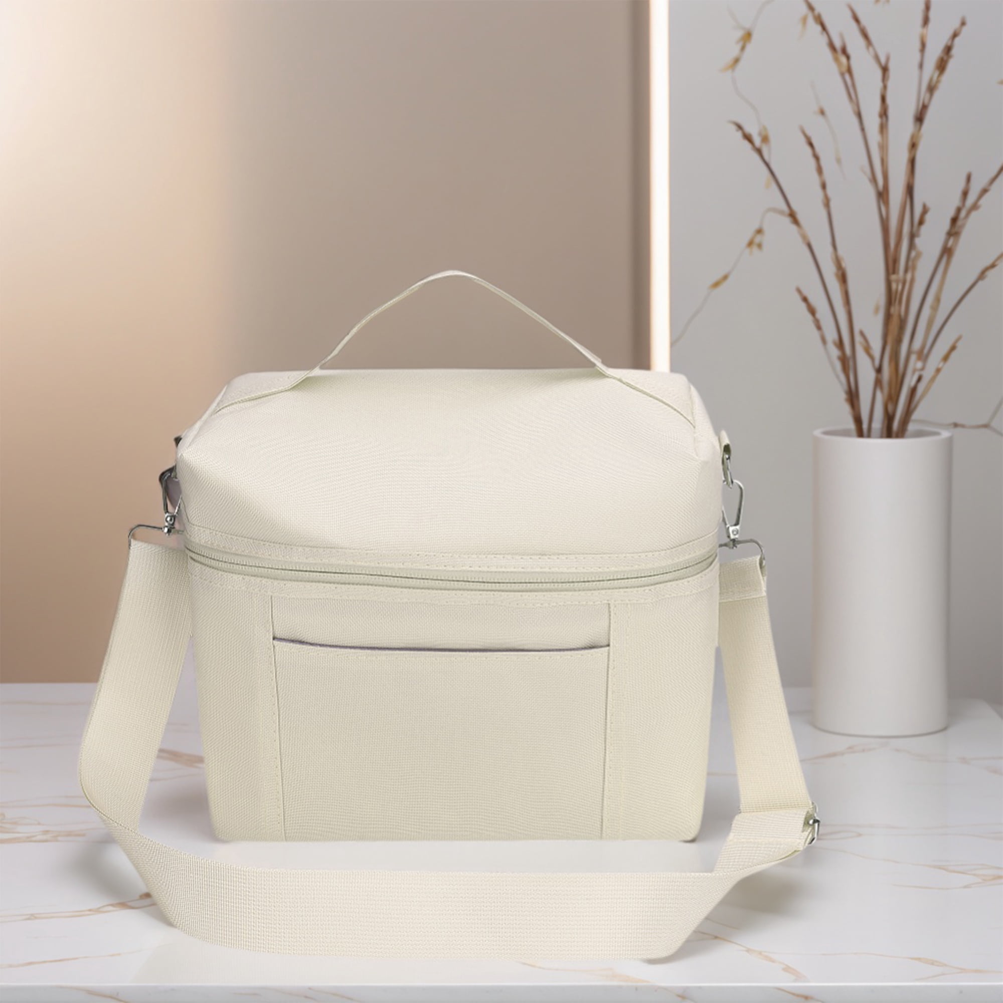 Unique Bargains Insulated Leakproof Lunch Bag for Work, Beach Beige