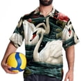 thumbnail image 4 of Swan Men's Short Sleeve Shirts with Spread Collar Tops, Casual Printed Poplin Shirt, Button Down Short Summer Beach Shirts - Unisex, 4 of 6