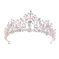 thumbnail image 1 of BRIGHTFUFU Corona de aleación de cristal decorativa, tocado de moda para mujer, aro de pelo brillante, adorno para el pelo de boda (rosa plateado), 1 of 7