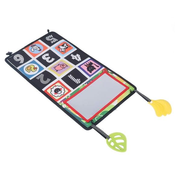 Baby Mirror Book Toy, Foldable Infant Mirror Book Visual Training Skin Friendly Professional with Teether Pendant for Car Animal Type,Number Type,Traffic Style