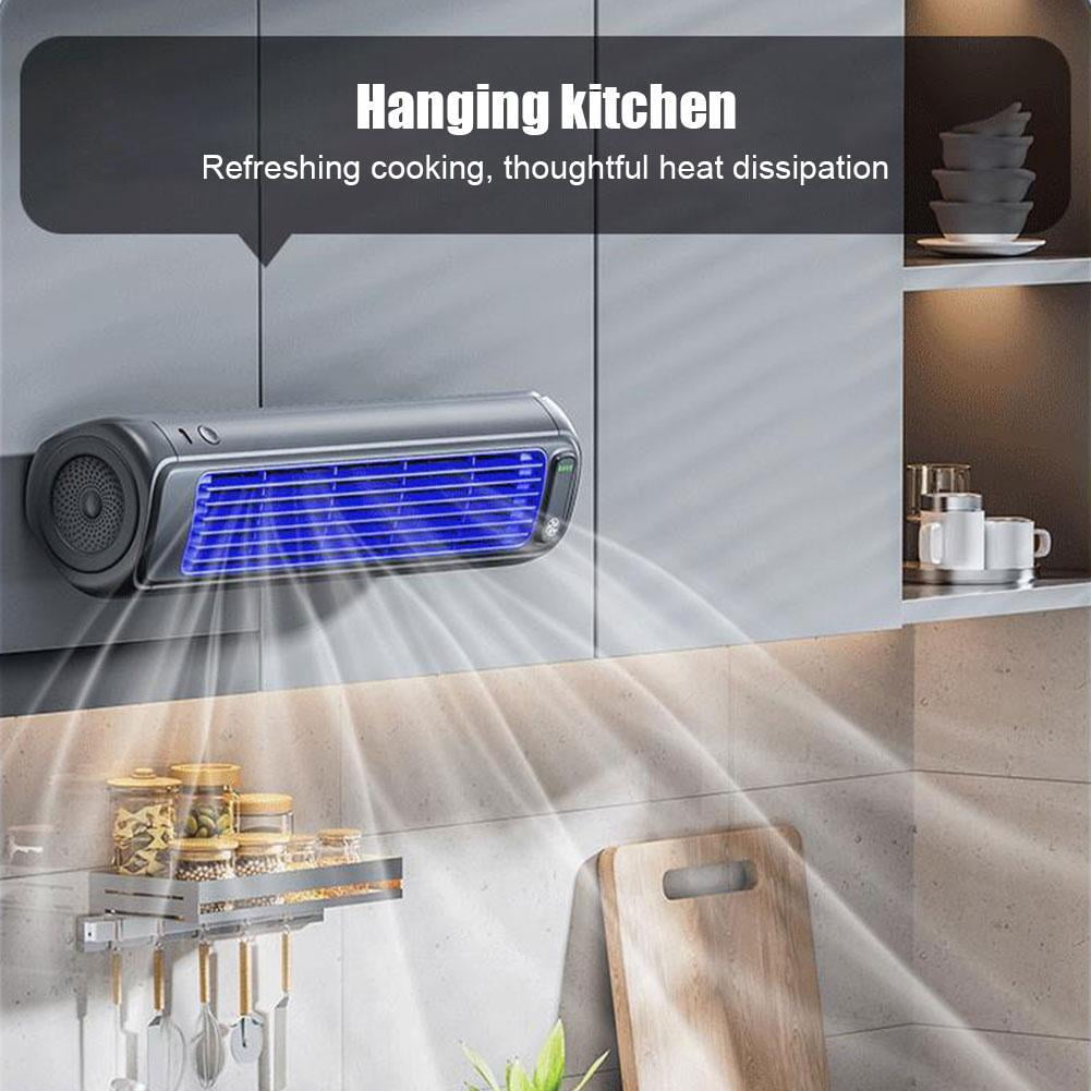 Wall Mounted Bladeless Fan, 3-Speed Cross Flow Electric Fan, Quiet USB Air Circulator for Kitchen, Desk or Wall Use, No Drill Installation Cooling Fan