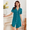 thumbnail image 2 of Ekouaer Nightgowns for Women Button Down Nightshirt Short Sleeve V Neck Nightdress Classic Boyfriend Sleepshirt Light Blue M, 2 of 5