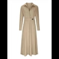 thumbnail image 2 of Vestido Maxi Informal de Otoño para Mujer, con Solapa, Abertura, Antiarrugas, y Bolsillos para Vacaciones Albaricoque S, 2 of 5