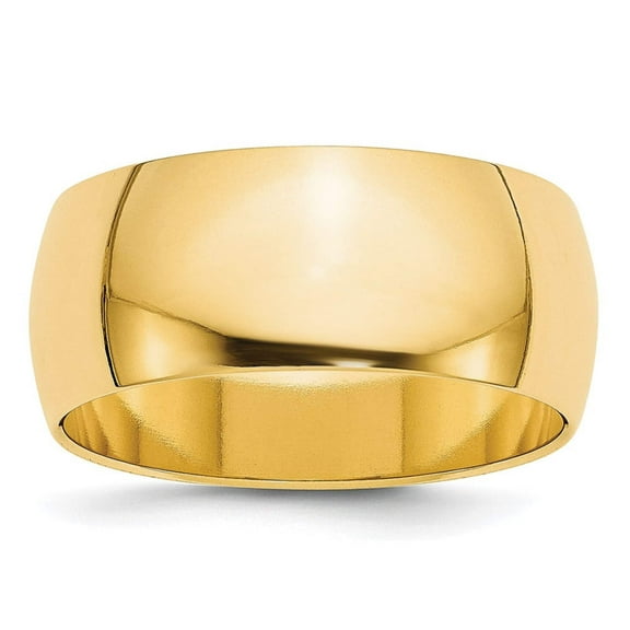 14k Yellow Gold Solid Polished 8mm Half Round Band Size 13 Ring Ring for Women and Men
