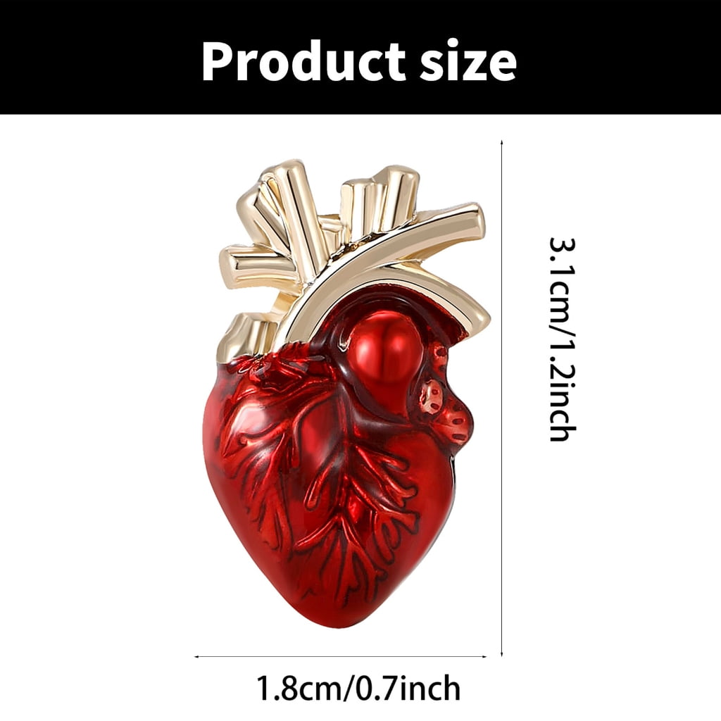 Human Body Organ Pin Heart Shaped Brooch Elegant Jackets Bag