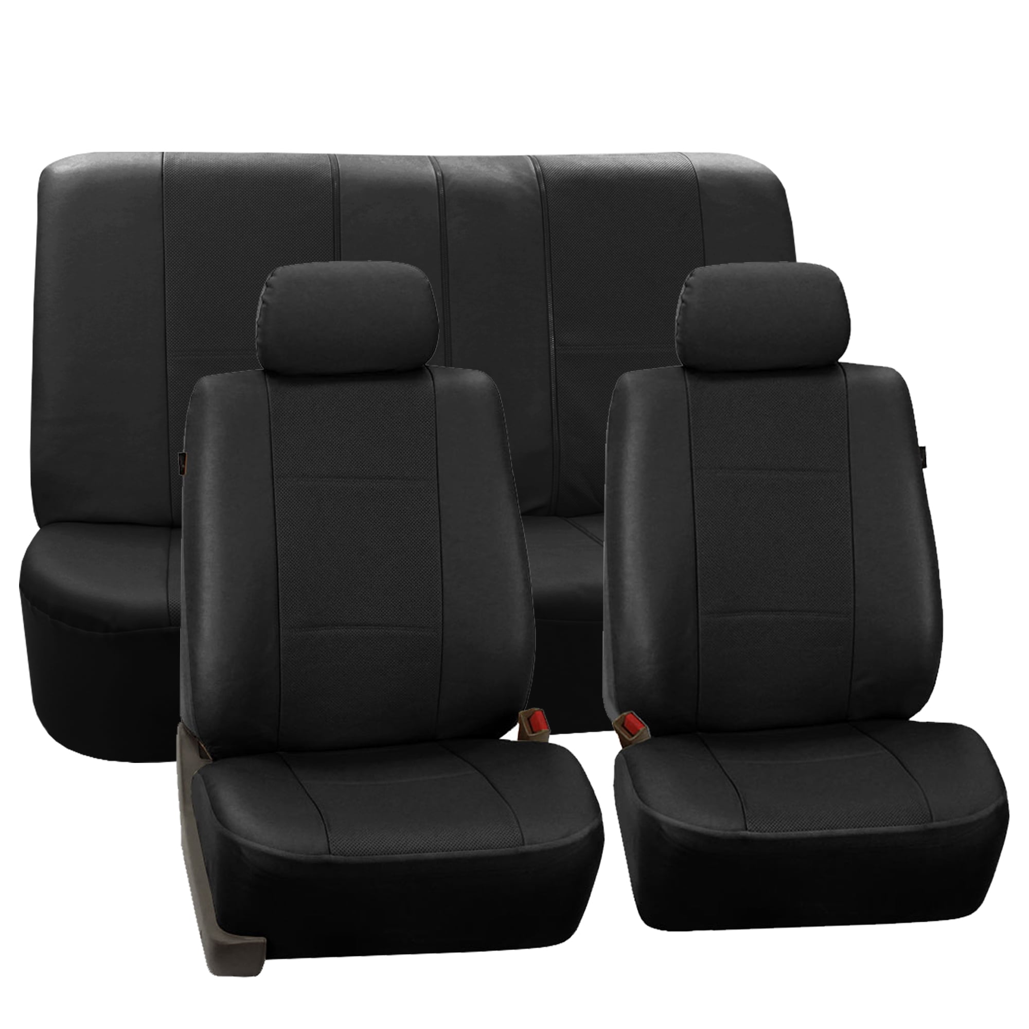 FH Group Black Deluxe Faux Leather Airbag Compatible and Split Bench