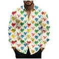 thumbnail image 3 of QATAINLAV Valentines Day Dress Shirts for Men Fashion Love Heart Print Long Sleeve Shirt Casual Lapel Button Down Blouse Top Vacation Hawaiian Shirts Red XXL Mother's Day Gifts, 3 of 6