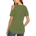 thumbnail image 5 of gakvbuo Cold Shoulder Tops For Women Summer Blouses Tunics Tops Women Summer Sexy T- Shirt Cold Shoulder Pullover Blouse-Neck Short Sleeve Solid, 5 of 8