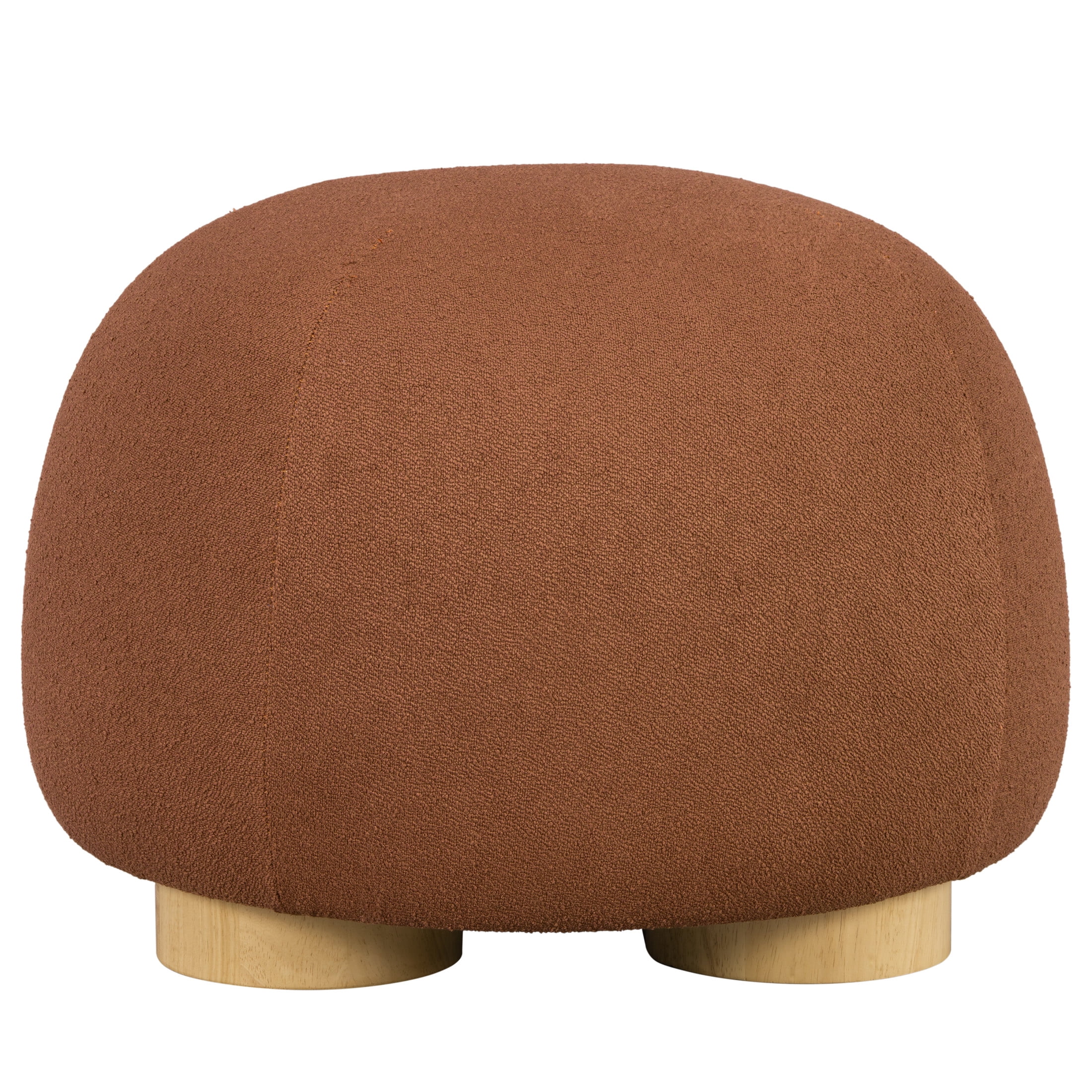 Christopher Knight Home 15.15" H Upholstered Round Accent Ottoman, Solid Wood Legs, Rust