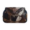 thumbnail image 2 of Goofa Oil Painting Tribal Wolf Pattern Double Layer Pen Pencil Case, Protective Large Capacity Storage Organizer Pen Pouch, Office College Supplies for Teens Adults, 2 of 7