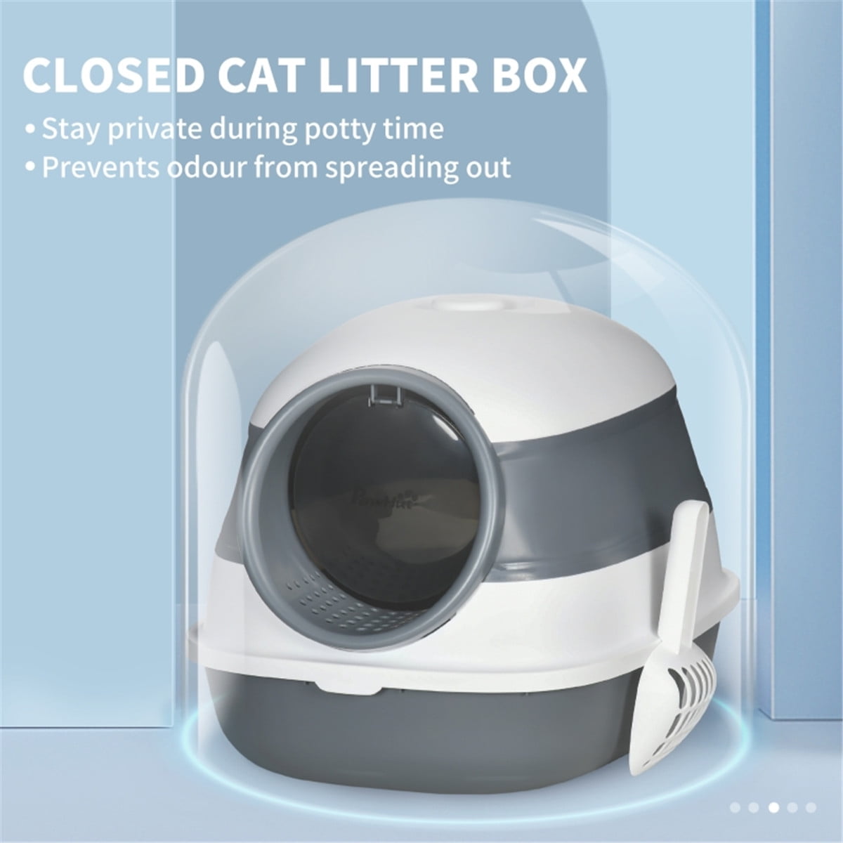 Riwcyla Foldable Enclosed Cat Litter Box with Deodorizer & Scoop, Anti-Tracking Grate, Large Space Kitty Litter Box for Indoor Adult Cats Multi-Cat