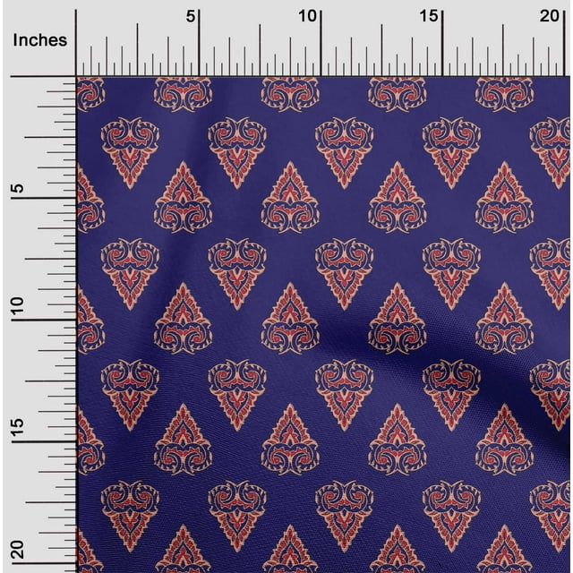 oneOone Cotton Poplin Fabric Leaves & Floral Block Print Sewing Fabric BTY 42 Inch Wide