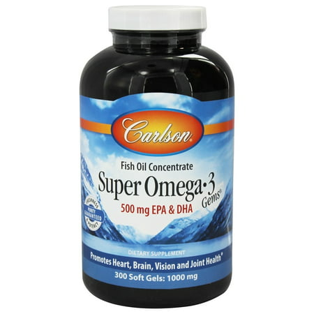 Carlson Labs - Norwegian super oméga-3 d'huile de poisson concentré Gems 1000 mg. - 300 Gélules