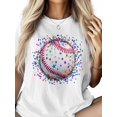 thumbnail image 2 of Women's T-Shirt American Baseball Abstract Short Sleeve Casual Tee Classic Crew Neck T Shirt for Women White, 3XL, 2 of 7