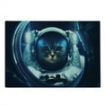 thumbnail image 2 of Space Cat Cutting Board, Kitty in Space Suit Loking from Rocket in Galactic Space Orbit Art, Decorative Tempered Glass Cutting and Serving Board, Large Size, Dark Blue and White, by Ambesonne, 2 of 5
