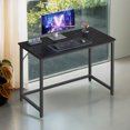 thumbnail image 5 of LEDREM 39.4" Computer Gaming Desk, Small Space Office Desk with Metal Frame, 110 lb Capacity, Industrial Style, Black with Wood Grain, 5 of 5
