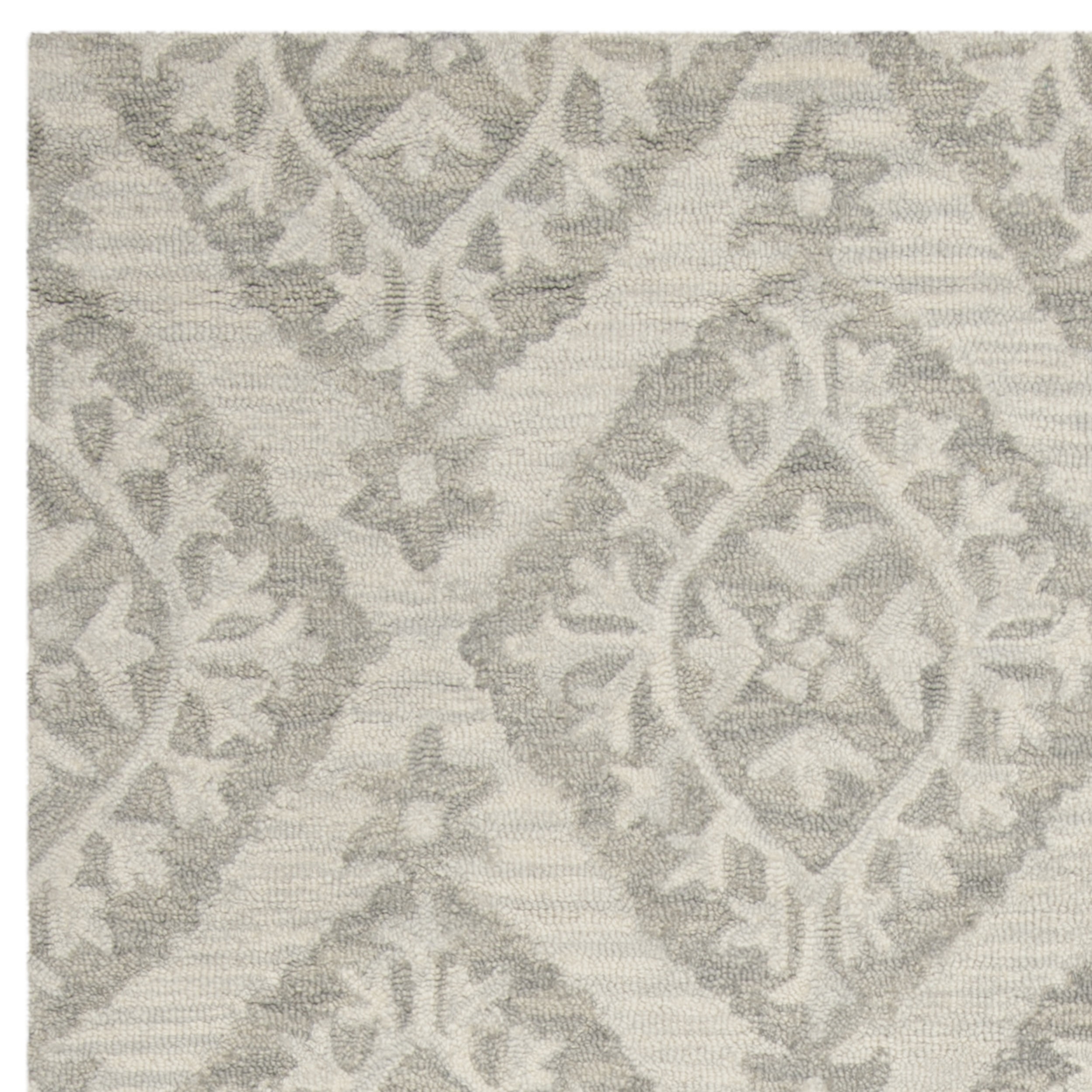SAFAVIEH Micro-Loop Linton Damask Trellis Wool Area Rug, Light Grey, 4' x 6'
