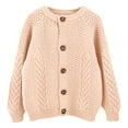 thumbnail image 1 of MIASHUI Cardigan pour Tout-Petits Garçons Filles Col Rond Bouton Veste Tricotée, Rose, 4-5 Ans, 1 of 3