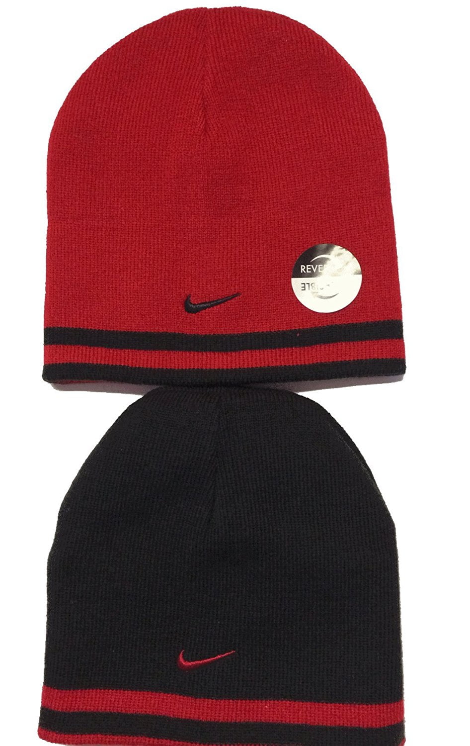 Nike - Nike Youth Boy 8-20 Reversible Beanie Hat Red/Black Striped One ...