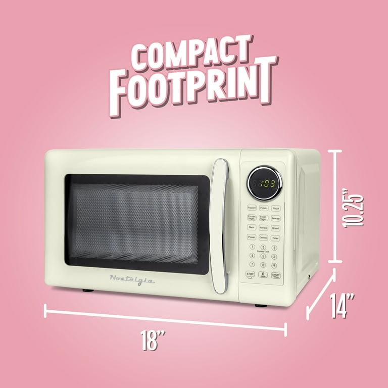 Nostalgia Retro 700W Microwave Oven – 0.7 Cu Ft Capacity – Ivory