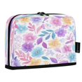 thumbnail image 2 of Standing Pencil Case with Base Large Capacity Stationery Pouch Pen Bag with Zipper for Women Men Pink and Purple Flowers, 2 of 7