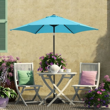 Ainfox  7.5ft Patio Umbrella Tilt Without Base Outdoor Hexagonal Umbrella Blue