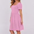 thumbnail image 6 of DailyTrove Women's Multi Color Square Neck Short Sleeve Flared Dress, Romantic Outerwear for Summer Date Nights Seaside Trips, 6 of 6
