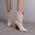 thumbnail image 3 of Mepaouo Women's Cowboy Ankle Boots Heel Cowgirl Chelsea Mid Calf Western Short Booties(Pink,7), 3 of 8