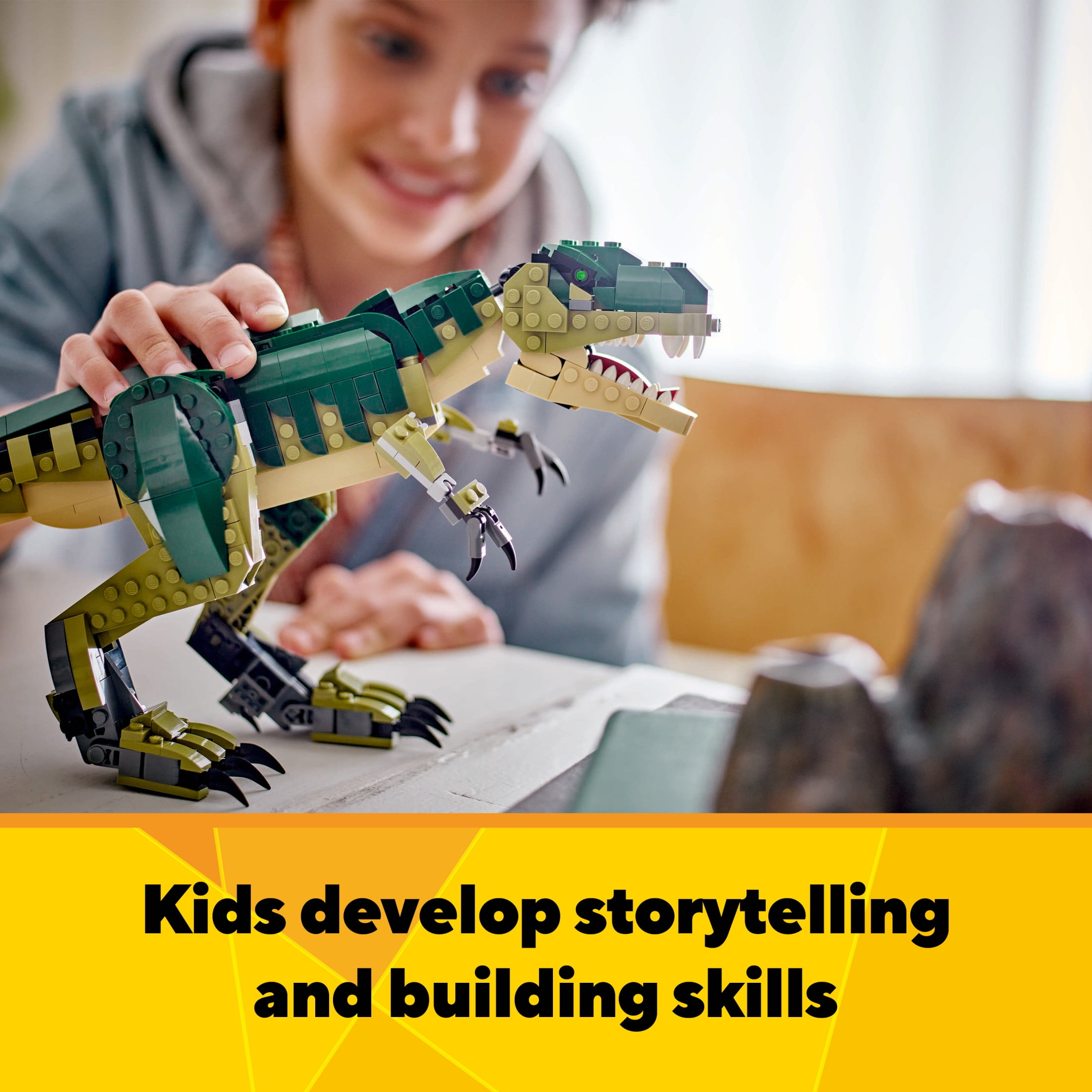 LEGO Creator 3 in 1 T-Rex Dinosaur Toy - Birthday Gift Idea for Boys & Girls - Option to Build T Rex, Triceratops & Pterodactyl - 31151