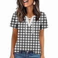 thumbnail image 2 of Favoffer Womens Printed Blouses V Neck Tie Front Short Sleeve Loose Fit Casual Tops Light Shirts for Holiday Dating Shopping Street, 2 of 5