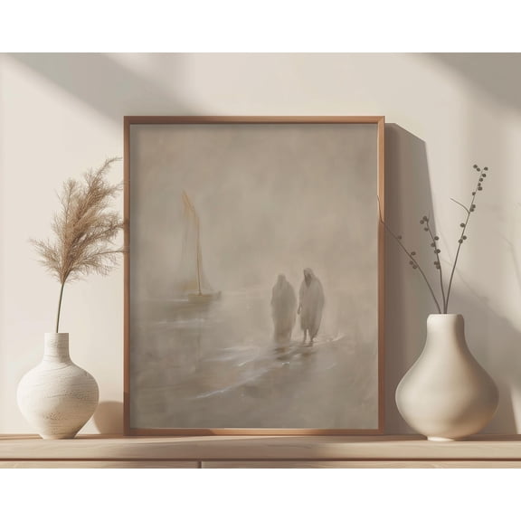 Walk On Water Minimalist Christian Wall Art Print, Jesus Poster, UNFRAMED Poster, Wall Art for Decor, Present, 8x12