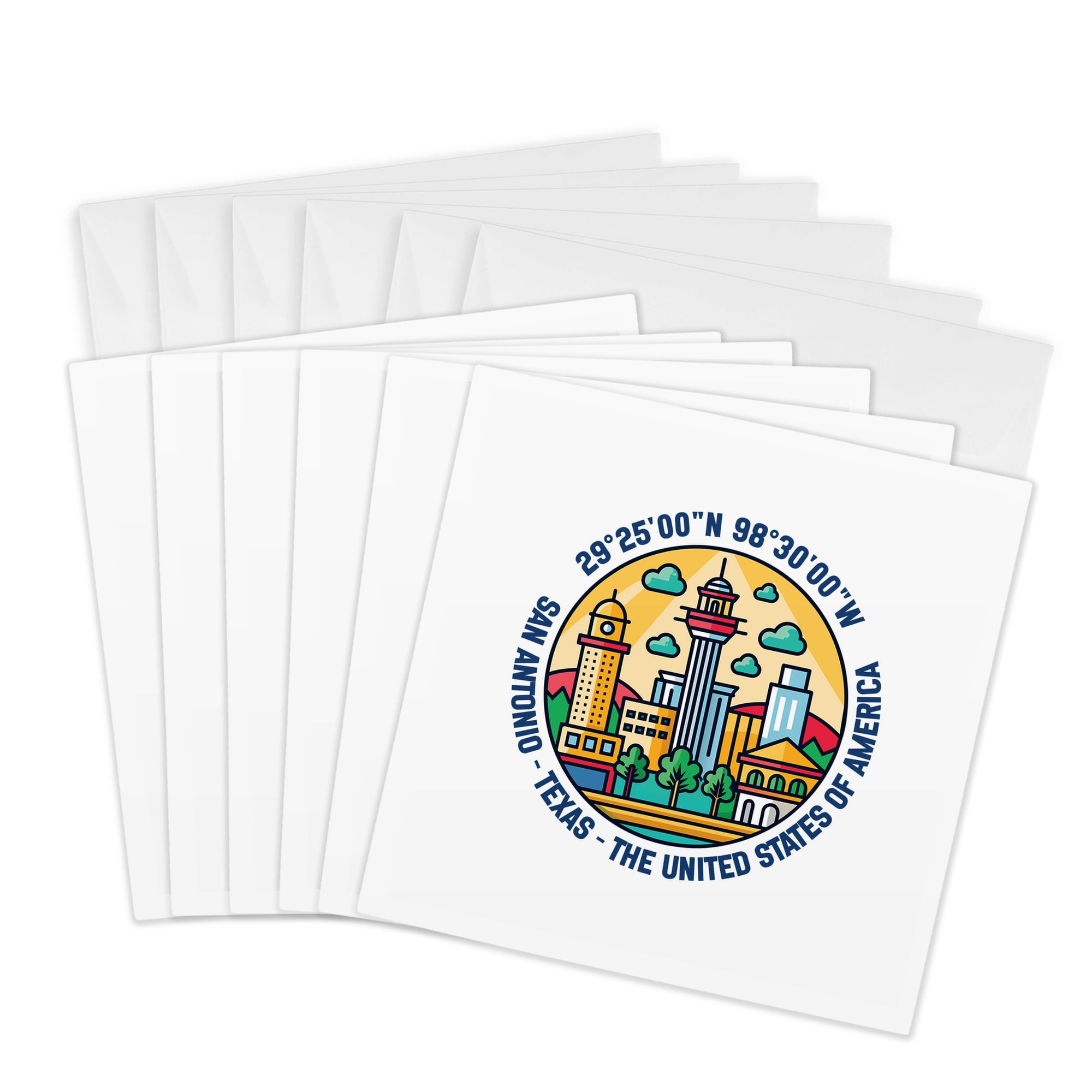 3drose San Antonio Texas the United States of America Coordinates Gift 6 Greeting Cards with Envelopes