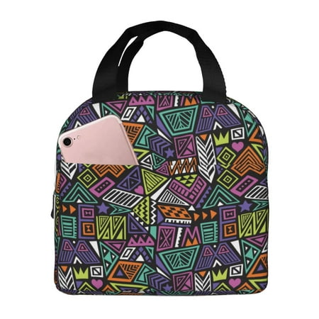 Insulated Lunch Bag for Women Men - Classic Colorful Geometric Leakproof Cooler Lunch Box for Women Men  Lunch Tote Bags for Work School Picnic Travel