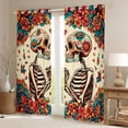 thumbnail image 3 of Homewish Romantic Couple Skeleton Black Out Curtains, Retro Rustic Flower Floral Curtains Pack of 2 (42x63 Each), Mandala Bohemian Style Bedroom Curtains, Black Out Curtains Room Decor, 3 of 6