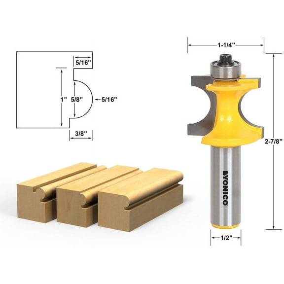 Yonico Bullnose Beading Router Bit 5/16"r - 5/8" bead - 1/2" Shank - 13194