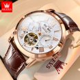 thumbnail image 2 of OLEVS Luxury Original Watch for Men Automatic Mechancial Wrist Watch Leather Strap Skeleton Waterproof Multifuncation Man Watch, 2 of 2