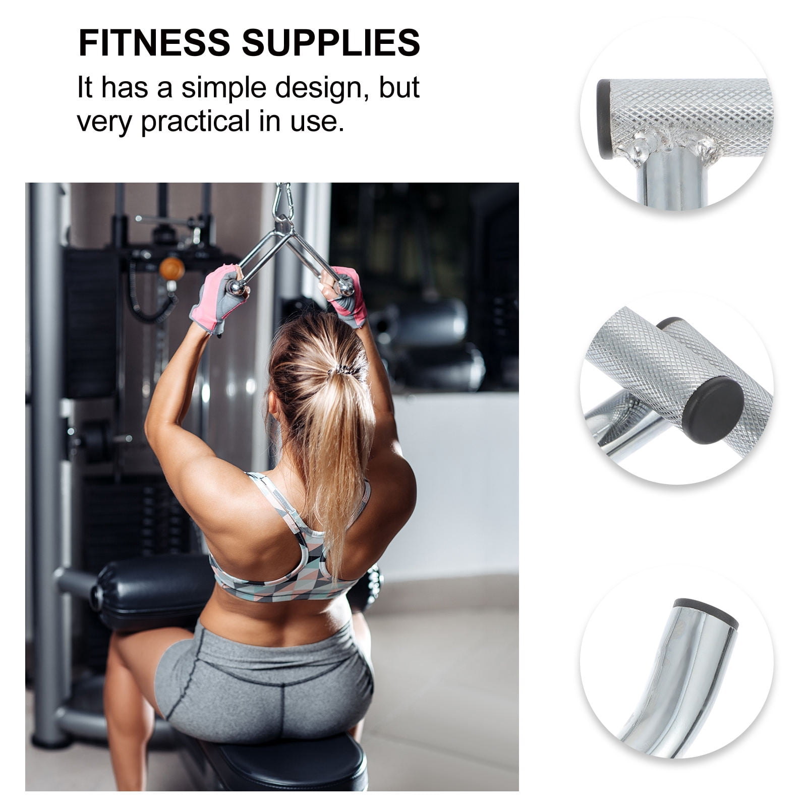 WEUVEB Silver Steel Resistance Band Handles, Anti-Slip, Practical for Exercises 2Pcs