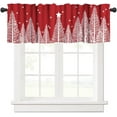 thumbnail image 4 of Merry Christmas 3 Piece Kitchen Curtains Set,Winter Forest Snowflake Print Window Treatment Tiers Red Rod Pocket Valance Sets for Small Windows Bedroom Living Room 54 x 24 Inch, 4 of 5