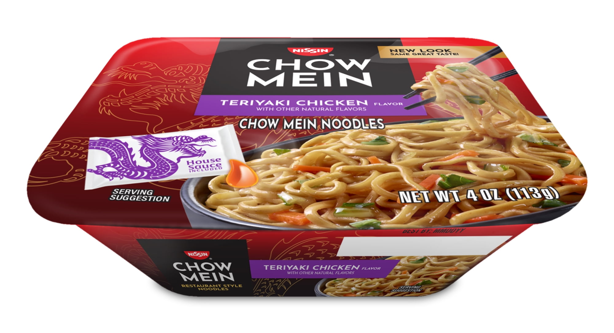 Nissin Original Premium Teriyaki Chicken Flavor Chow Mein Noodles, 4 oz (Pack of 10)