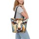 thumbnail image 2 of Fotbe Oil Painting Flower Cow Bolsa de Playa con Estampado, Bolsa de Hombro, Bolsa de Mano Espaciosa, Bolsa de Viaje Ligera, Bolsa de Compras Versátil, 2 of 6