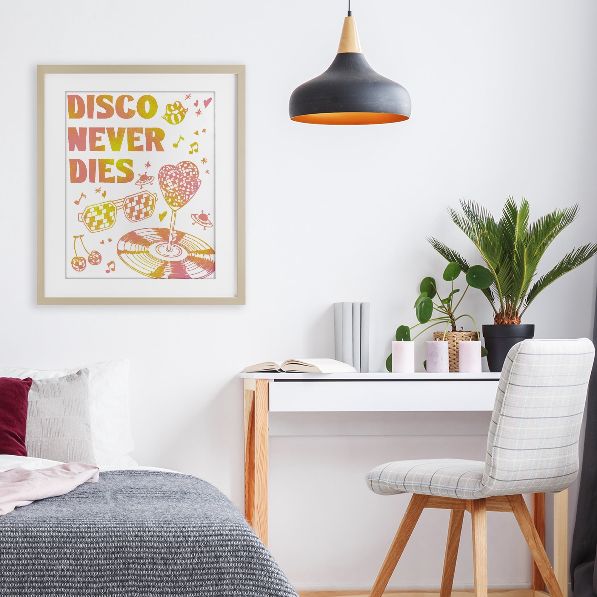 Stupell Industries Disco Never Dies Birch Framed Print Under Glass, design by Ziwei Li