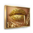thumbnail image 3 of Designart 'Golden Female Lips' Modern Framed Canvas Wall Art Print, 3 of 5